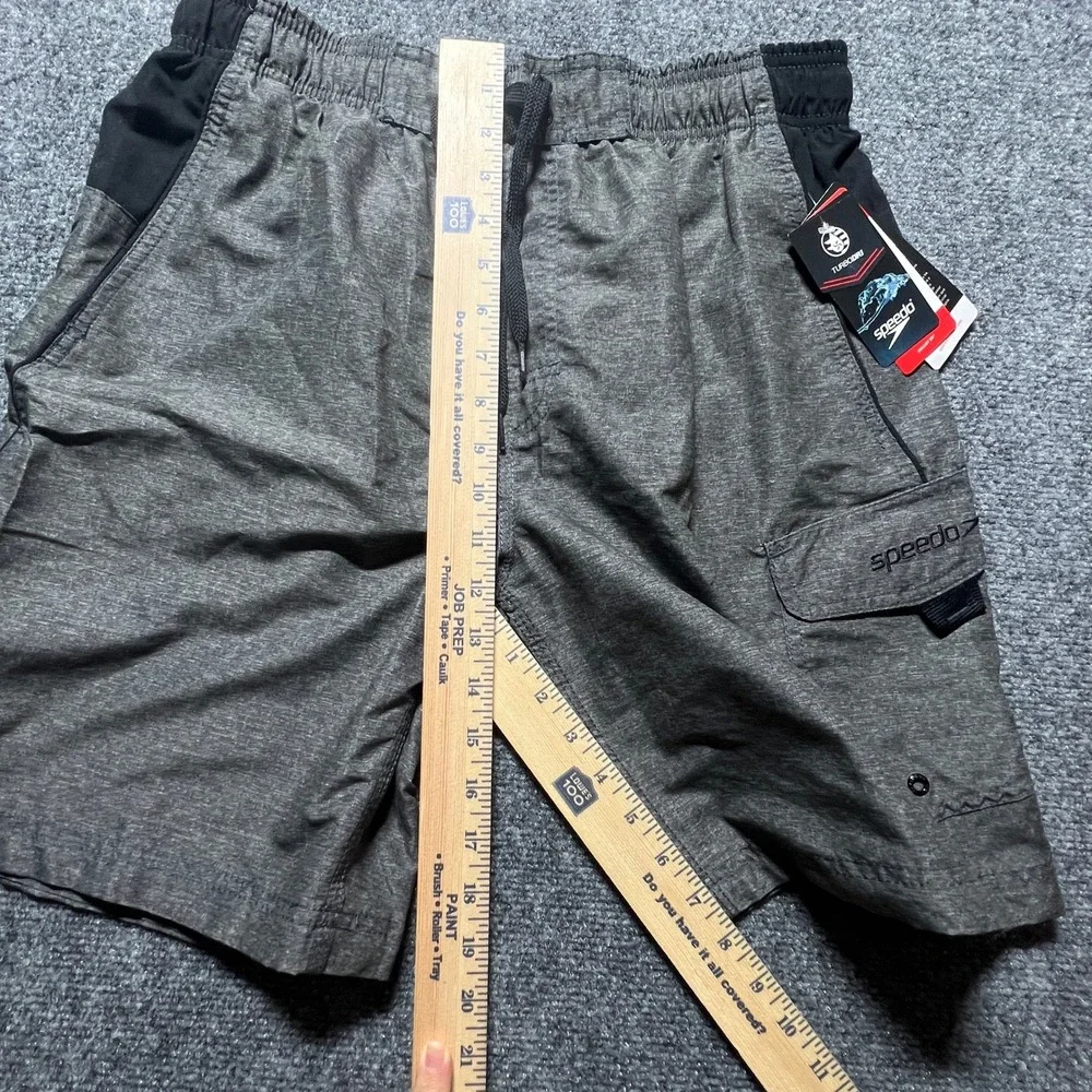 NEW Speedo Mens Volley 20 Swim Trunks Grey TurboDri Mesh Liner Medium 7784077